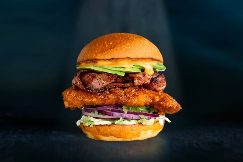 Golden Chicken with Garlic Butter Burger