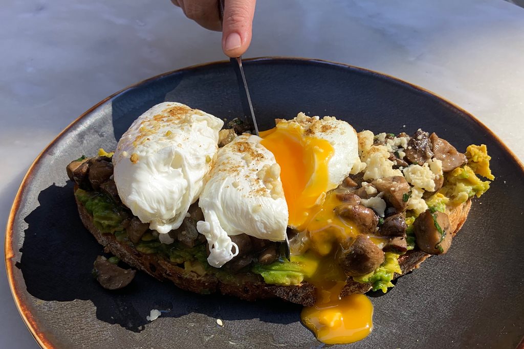 ASLAN Coffee Roasters' poached eggs with mushroom and avocado toast